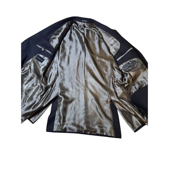 J. Ferrar Blazer Suit Jacket Gray/Black 42 Long 3 Button Double Vent Career - Picture 4 of 8